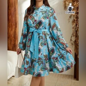 Blue Printed Shirt Dress